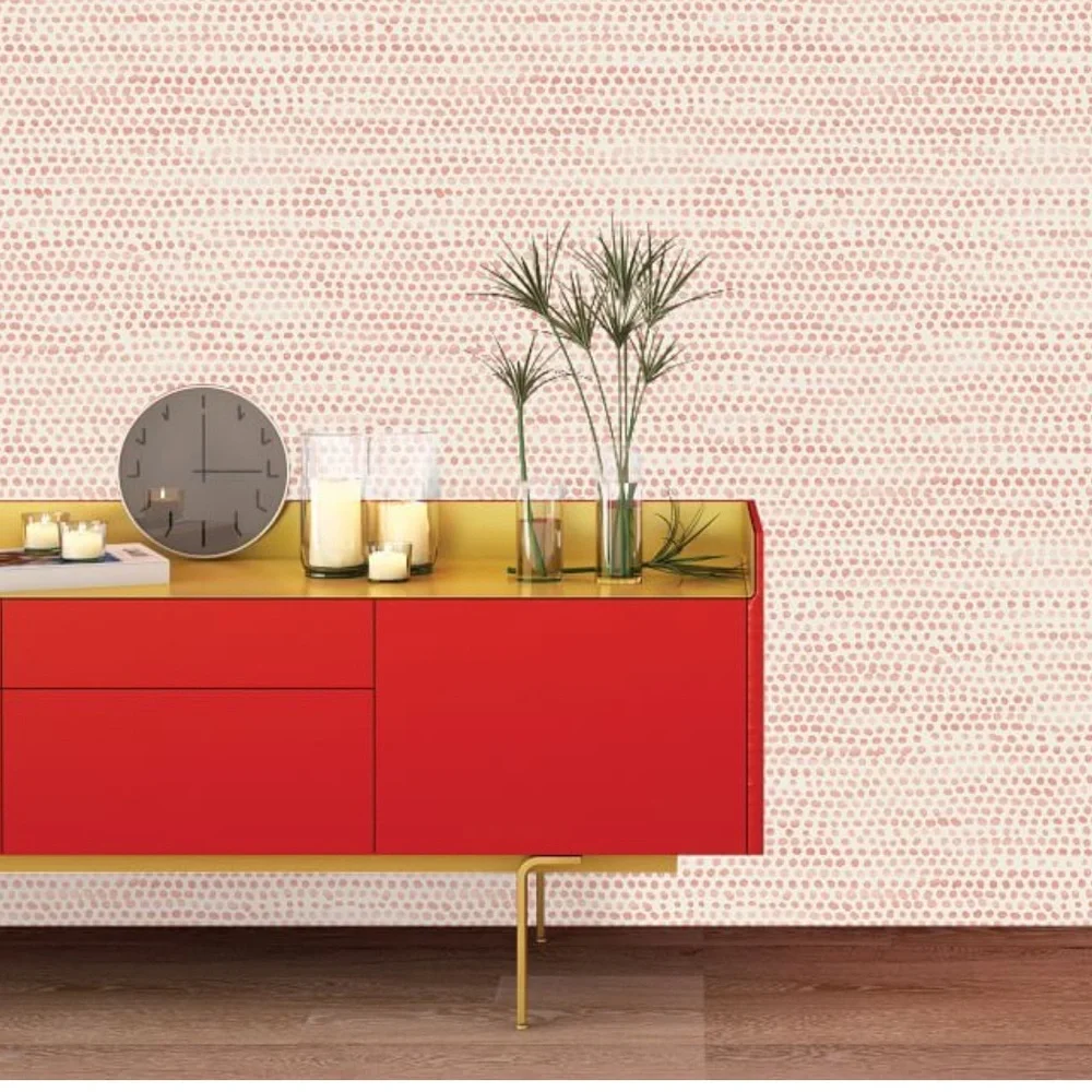 Tempaper Self-Adhesive Wallpaper, Moire Dots Coral MD10580